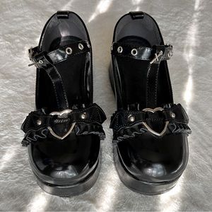 Black alt chunky gothic platform shoes